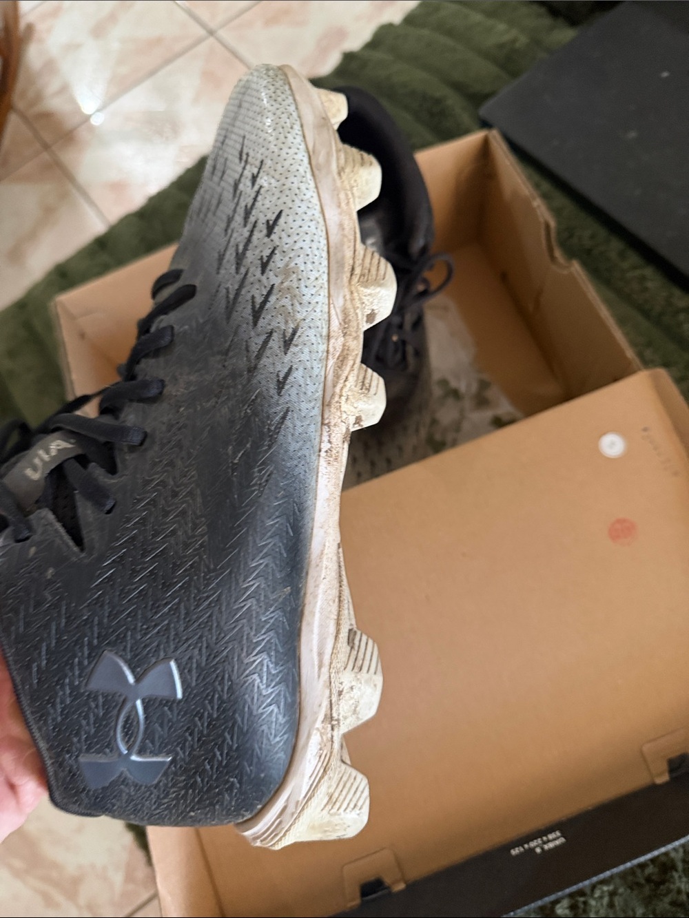 Under Armour Black Kids Soccer/Football Cleats with White Sole